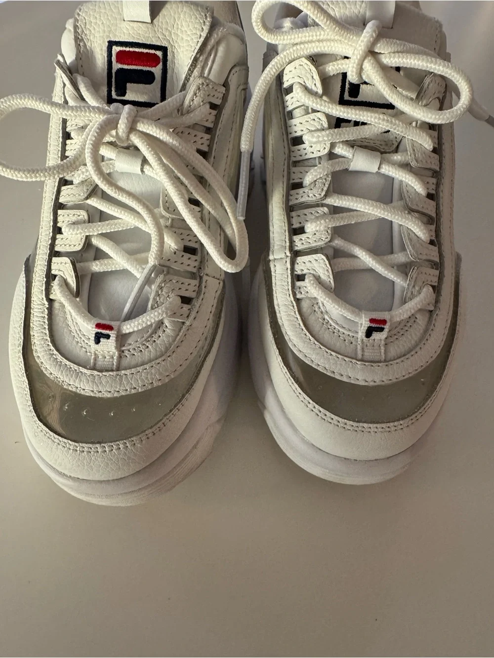 FILA White and Clear Platform Disruptor II - Barneys New York exclusive